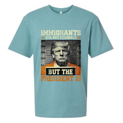 Immigrants Are Not Criminals But The President Is Funny Sueded Cloud Jersey T-Shirt