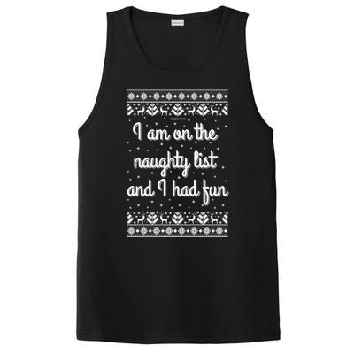 I Am On The Naughty List Funny Ugly Christmas Holiday Santa PosiCharge Competitor Tank