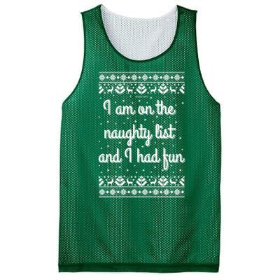 I Am On The Naughty List Funny Ugly Christmas Holiday Santa Mesh Reversible Basketball Jersey Tank