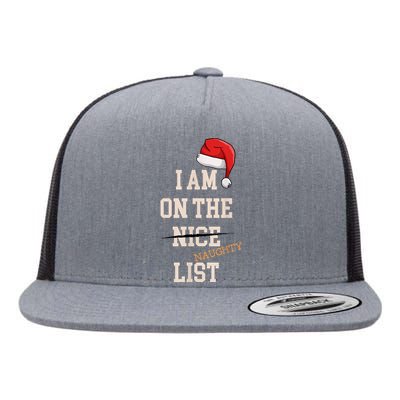 I Am On The Nice Naughty List Funny Santa Hat Xmas Flat Bill Trucker Hat