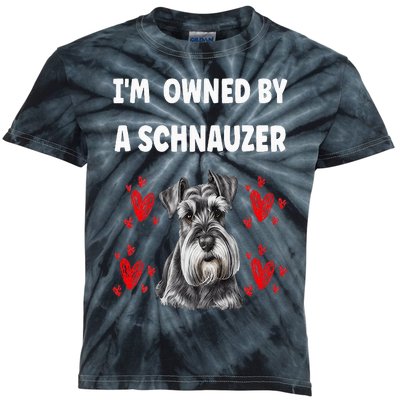 I Am Owned By A Schnauzer Kids Tie-Dye T-Shirt