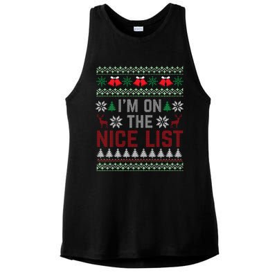 I Am On The Nice List Of Santa Christmas Ugly Sweater Graphic Ladies PosiCharge Tri-Blend Wicking Tank