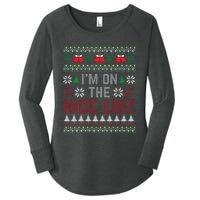 I Am On The Nice List Of Santa Christmas Ugly Sweater Graphic Women's Perfect Tri Tunic Long Sleeve Shirt