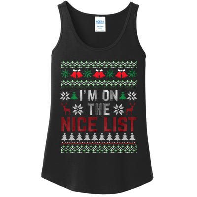 I Am On The Nice List Of Santa Christmas Ugly Sweater Graphic Ladies Essential Tank