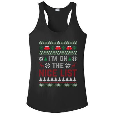 I Am On The Nice List Of Santa Christmas Ugly Sweater Graphic Ladies PosiCharge Competitor Racerback Tank