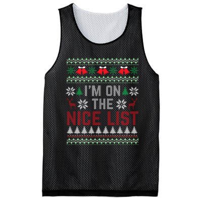 I Am On The Nice List Of Santa Christmas Ugly Sweater Graphic Mesh Reversible Basketball Jersey Tank