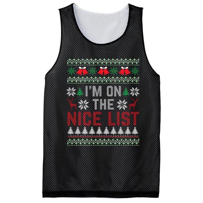 I Am On The Nice List Of Santa Christmas Ugly Sweater Graphic Mesh Reversible Basketball Jersey Tank