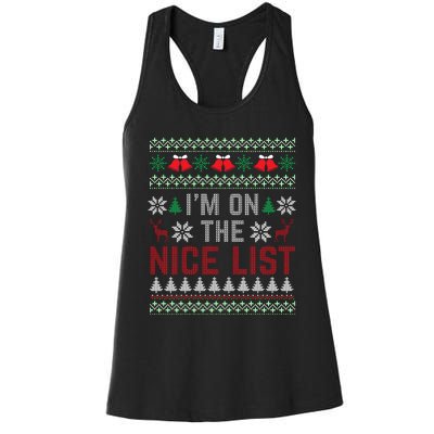 I Am On The Nice List Of Santa Christmas Ugly Sweater Graphic Women's Racerback Tank