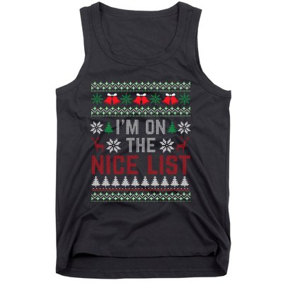 I Am On The Nice List Of Santa Christmas Ugly Sweater Graphic Tank Top