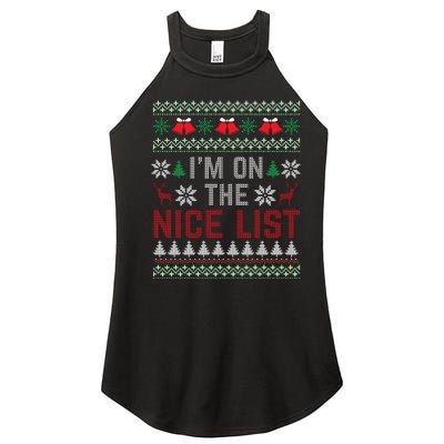 I Am On The Nice List Of Santa Christmas Ugly Sweater Graphic Women's Perfect Tri Rocker Tank