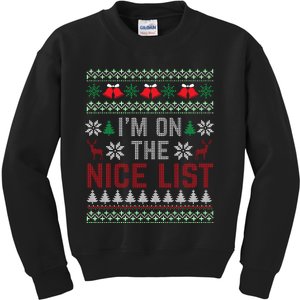 I Am On The Nice List Of Santa Christmas Ugly Sweater Graphic Kids Sweatshirt