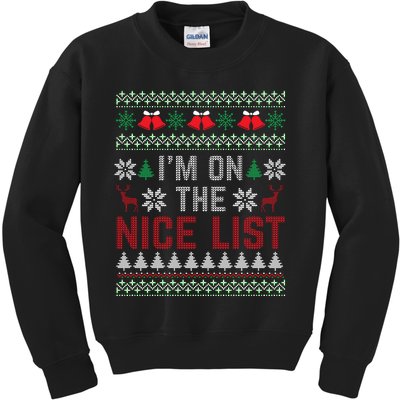 I Am On The Nice List Of Santa Christmas Ugly Sweater Graphic Kids Sweatshirt