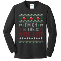 I Am On The Nice List Of Santa Christmas Ugly Sweater Graphic Kids Long Sleeve Shirt