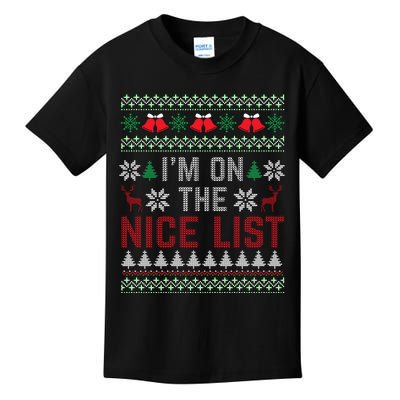 I Am On The Nice List Of Santa Christmas Ugly Sweater Graphic Kids T-Shirt