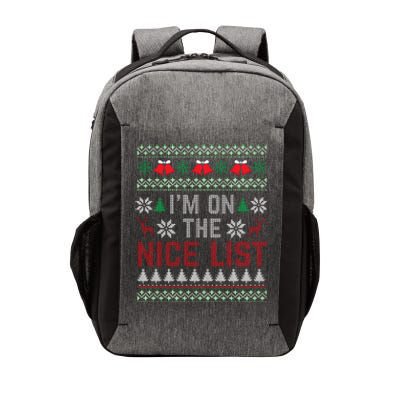 I Am On The Nice List Of Santa Christmas Ugly Sweater Graphic Vector Backpack