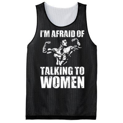 Im Afraid Of Talking To Women Satirical Workout Mesh Reversible Basketball Jersey Tank