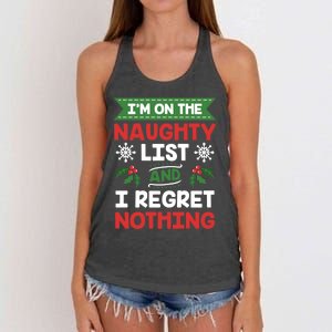 I Am On The Naughty List And I Regret Nothing Christmas Gift Women's Knotted Racerback Tank