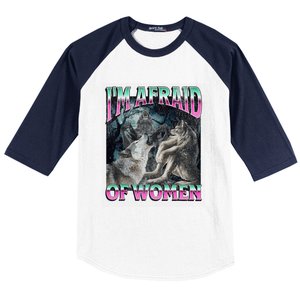 IM Afraid Of Women Funny Werewolf Wolf Meme Baseball Sleeve Shirt