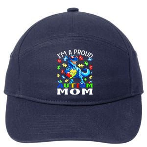 I'm A Proud Autism Mom Dinosaur Meaningful Gift 7-Panel Snapback Hat