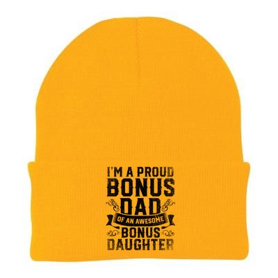 Im A Proud Bonus Dad Of An Awesome Bonus Daughter Bonus Dad Cute Gift Knit Cap Winter Beanie