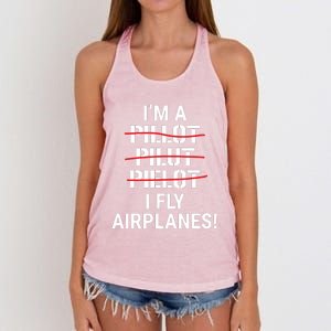 Im A Pilot I Fly Airplanes Funny Aviation Grammar Women's Knotted Racerback Tank