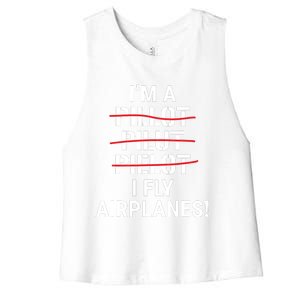 Im A Pilot I Fly Airplanes Funny Aviation Grammar Women's Racerback Cropped Tank