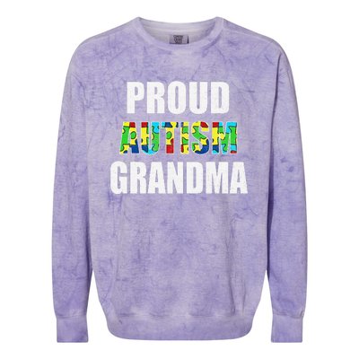 I'm A Proud Autism Grandma Autism Awareness Colorblast Crewneck Sweatshirt