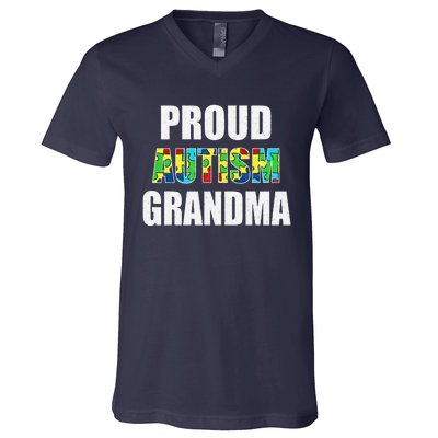 I'm A Proud Autism Grandma Autism Awareness V-Neck T-Shirt