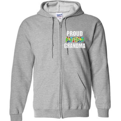 I'm A Proud Autism Grandma Autism Awareness Full Zip Hoodie