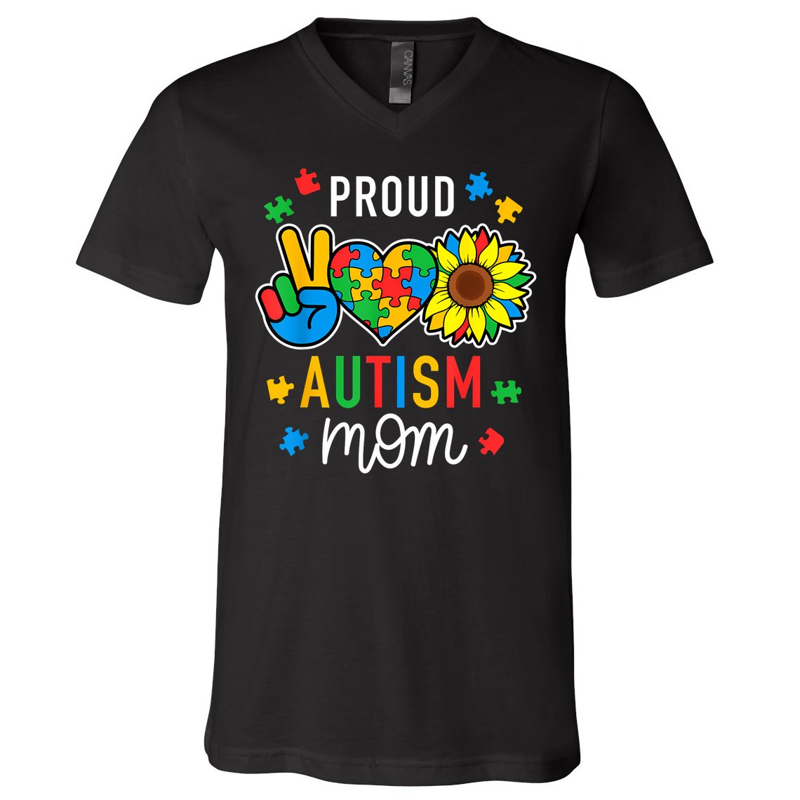 I'm A Proud Autism Mom Autism Awareness For Mom  V-Neck T-Shirt