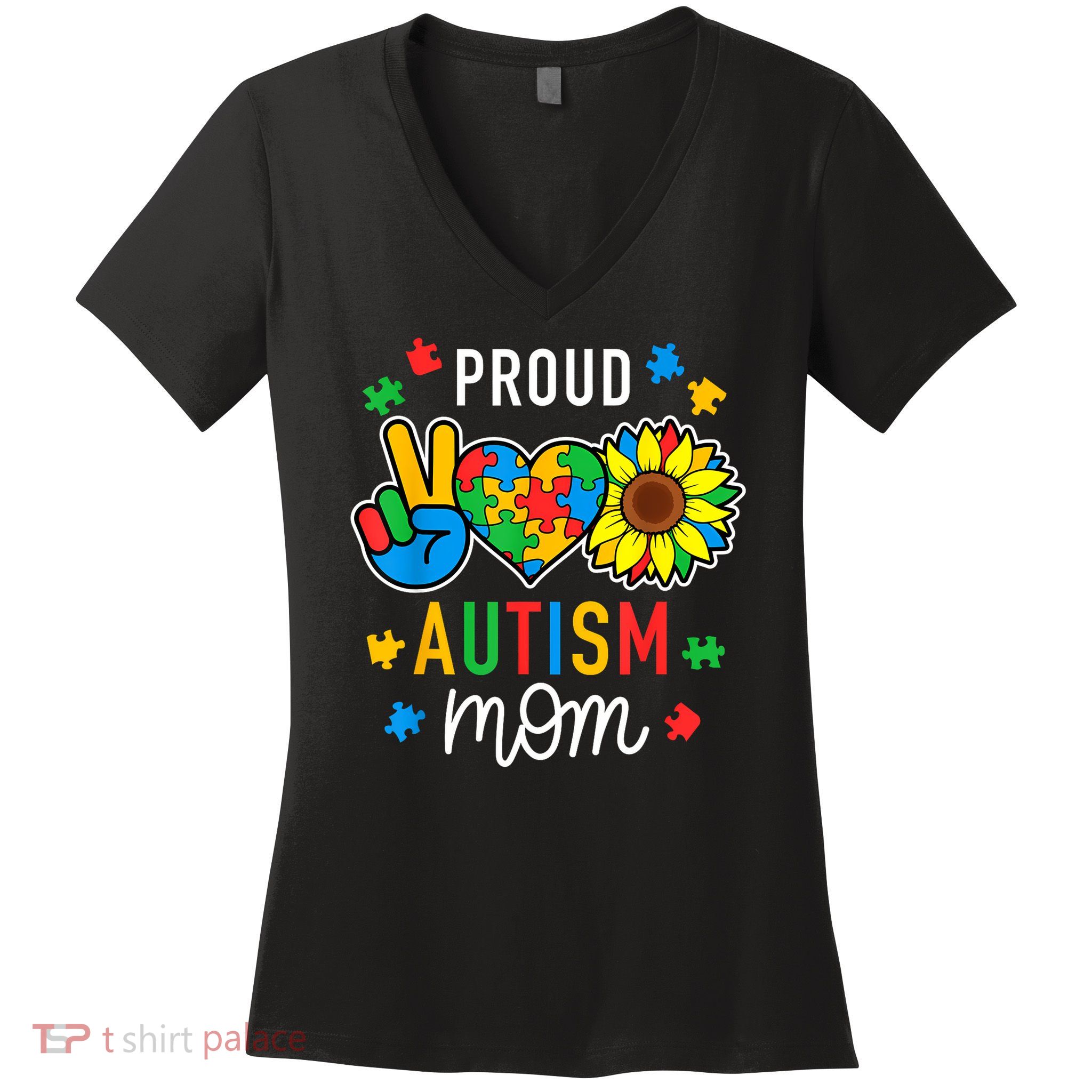 I'm A Proud Autism Mom Autism Awareness For Mom  Women's V-Neck T-Shirt