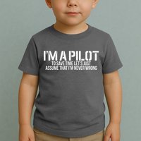 Im A Pilot To Save Time Never Wrong Aviation Toddler T-Shirt