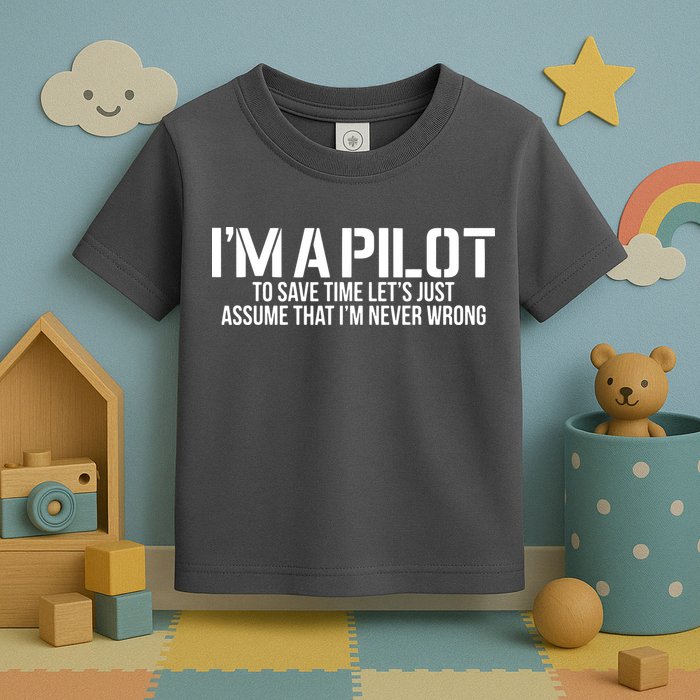 Im A Pilot To Save Time Never Wrong Aviation Toddler T-Shirt