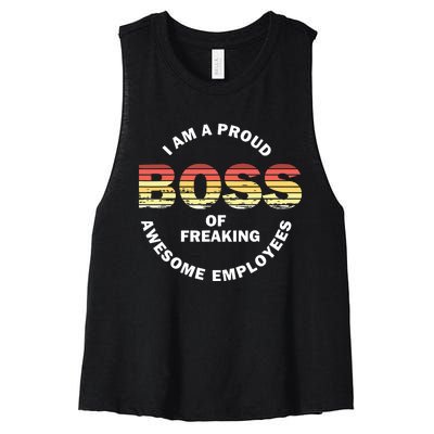 Im A Proud Boss Of Freaking Awesome Employees Women's Racerback Cropped Tank