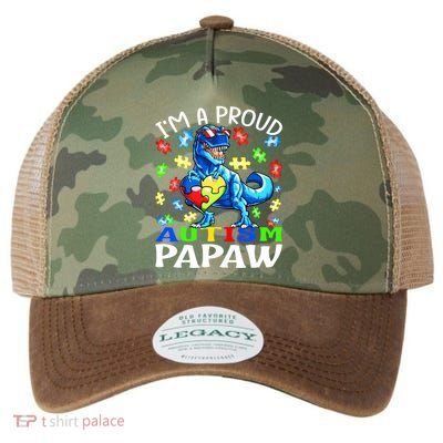 I'm A Proud Autism Papaw Dinosaur Gift Legacy Tie Dye Trucker Hat