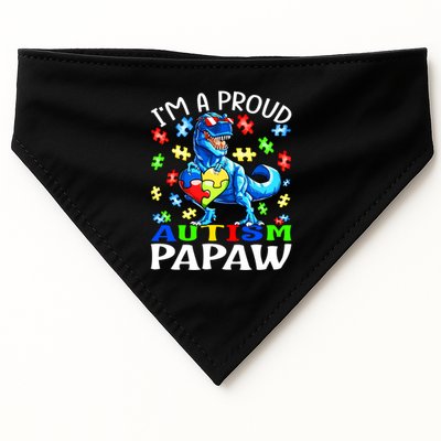 I'm A Proud Autism Papaw Dinosaur Gift USA-Made Doggie Bandana
