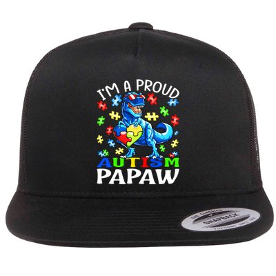I'm A Proud Autism Papaw Dinosaur Gift Flatbill Hat