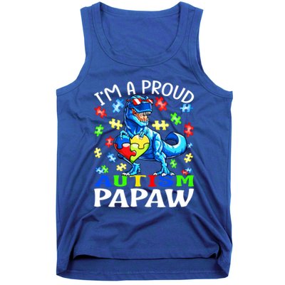 I'm A Proud Autism Papaw Dinosaur Gift Tank Top