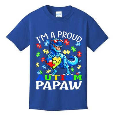 I'm A Proud Autism Papaw Dinosaur Gift Kids T-Shirt