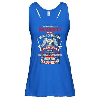 I Am Politically Incorrect I Say Merry Christmas Cool Gift Ladies Essential Flowy Tank