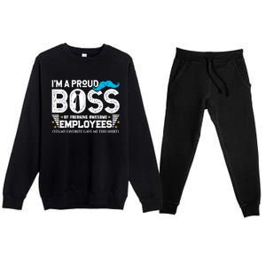 I'm A Proud Boss Of Freaking Awesome Employees Bosses Day Cute Gift Premium Crewneck Sweatsuit Set