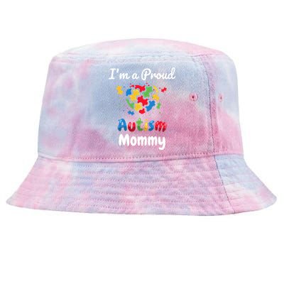 IM A Proud Autism Mommy Mother Mom Heart Gift Tie-Dyed Bucket Hat