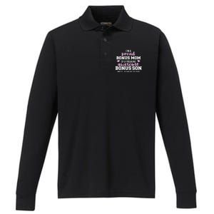 I'm A Proud Bonus Mom Of An Awesome Bonus Son Funny Gift Performance Long Sleeve Polo