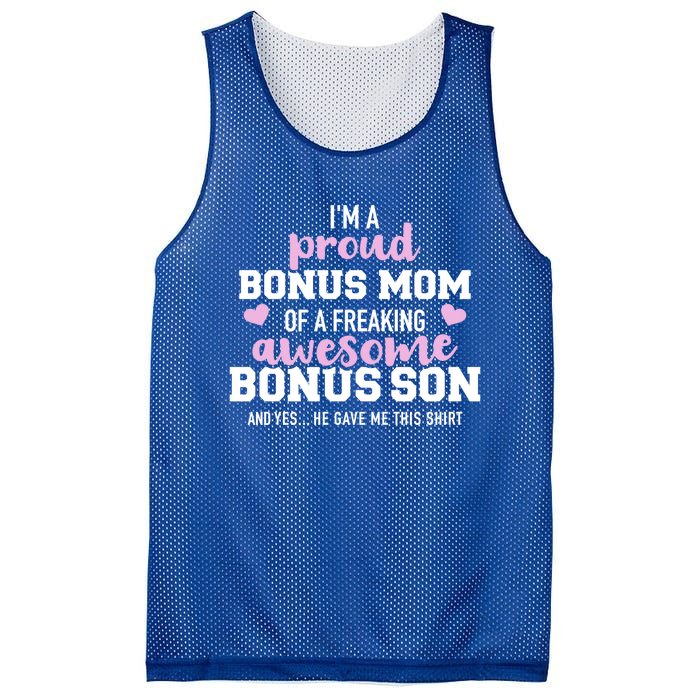 I'm A Proud Bonus Mom Of An Awesome Bonus Son Funny Gift Mesh Reversible Basketball Jersey Tank