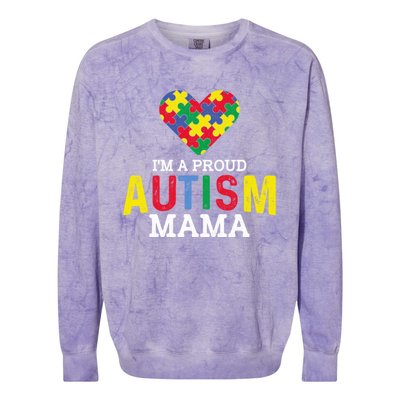 IM A Proud Autism Mama Autism Awareness Family Great Gift Colorblast Crewneck Sweatshirt