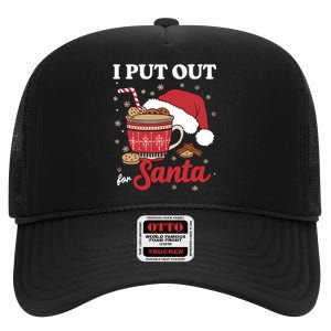 I Always Put Out For Santa Christmas Cookies And Milk Xmas High Crown Mesh Back Trucker Hat