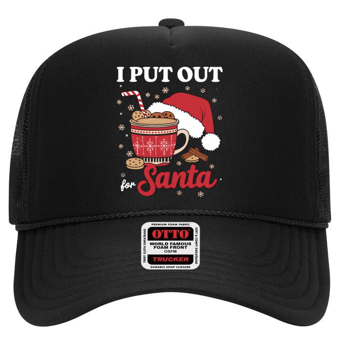 I Always Put Out For Santa Christmas Cookies And Milk Xmas High Crown Mesh Back Trucker Hat