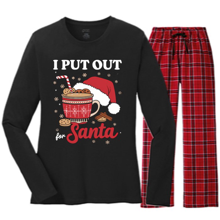 I Always Put Out For Santa Christmas Cookies And Milk Xmas Women's Long Sleeve Flannel Pajama Set 