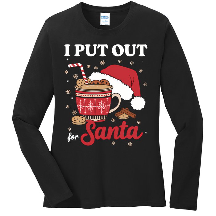 I Always Put Out For Santa Christmas Cookies And Milk Xmas Ladies Long Sleeve Shirt