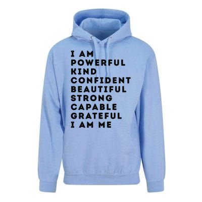 I Am Powerful Kind Confident Beautiful Strong Capable Quote Unisex Surf Hoodie